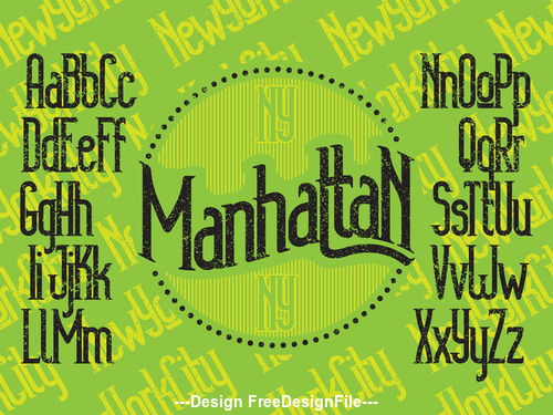 manhattan NY font green vector