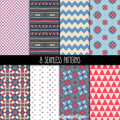 pink and blue patterns vector