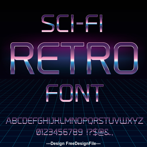 sci-fi retro font vector