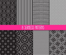 set of black and white patterns vector