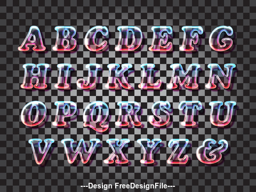 surreal glass alphabet vector