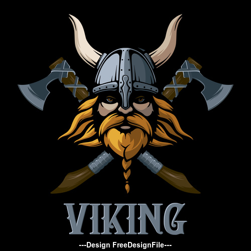 viking beard skull axe vector illustration