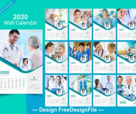 2020 Healthy New Year desk calendar vector