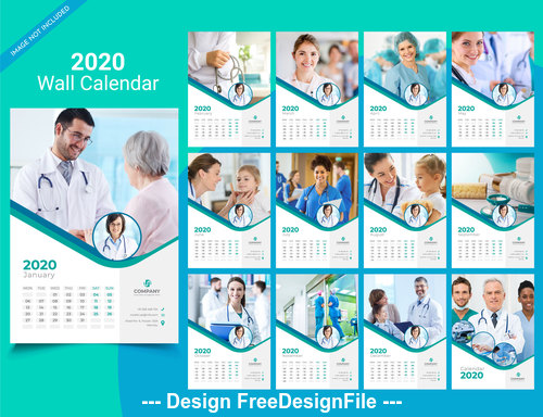2020 Healthy New Year desk calendar vector