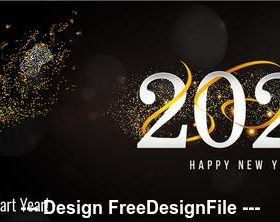 2020 New Year greeting card and gold font vector