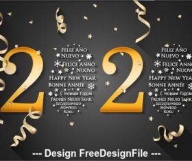 2020 art font New Year greeting card vector