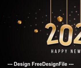 2020 black background golden font new year greeting card vector