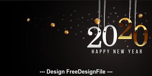 2020 black background golden highlights new year greeting card vector