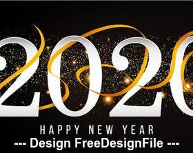2020 black background new year greeting card vector