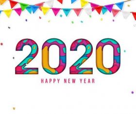 2020 christmas bunting greeting card banner vector