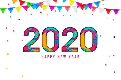 2020 christmas bunting greeting card banner vector