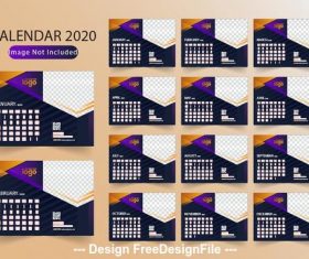 2020 desktop calendar vector