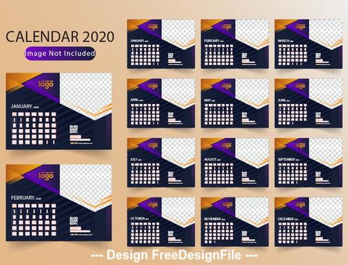 2020 desktop calendar vector