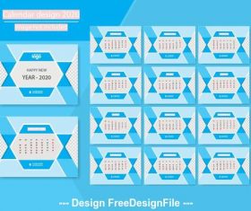 2020 geometric pattern new year calendar design vector