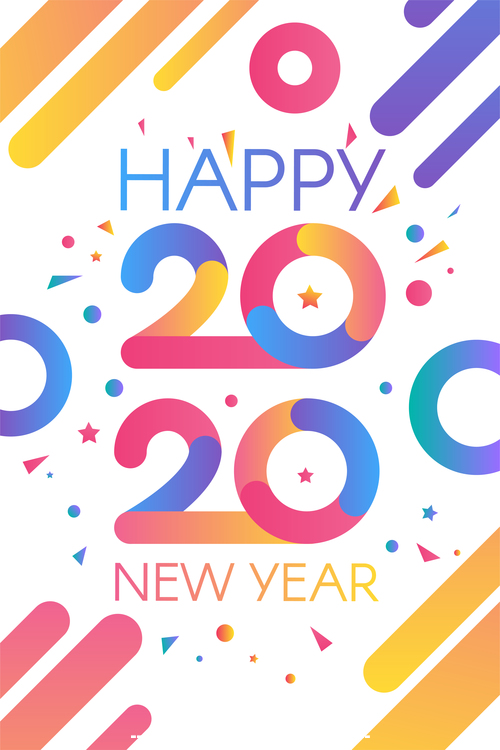 2020 happy new year tricolor striped illustration vector