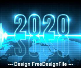 2020 new year blue light wave background vector