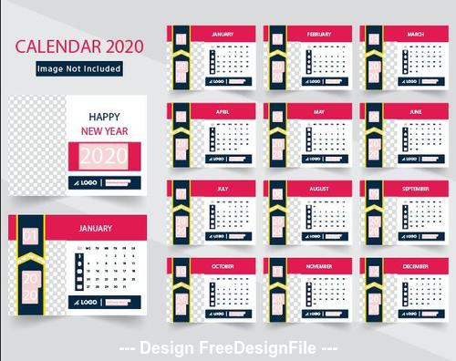 2020 new year calend design vector