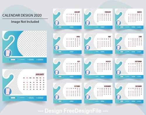 2020 new year calendar design vector 01