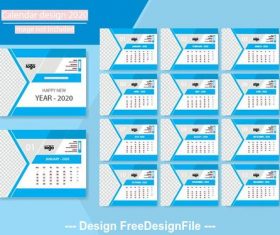 2020 new year calendar design vector 03
