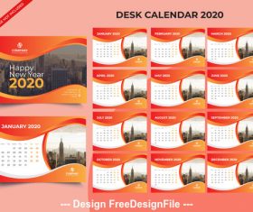2020 new year desk calendar vector