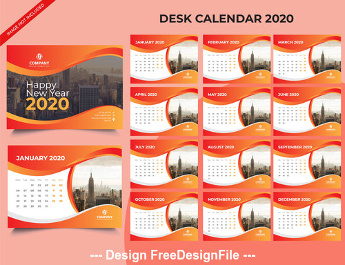 2020 new year desk calendar vector