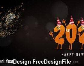 2020 new year greeting card and funny font vector