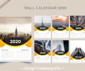 2020 new year wall calendar vector