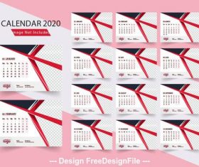 2020 simple calendar vector