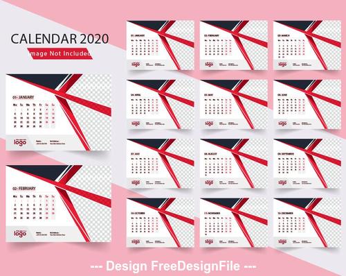 2020 simple calendar vector