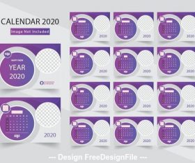 2020 white background desktop calendar vector