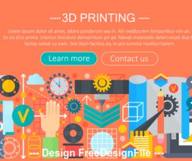 3d printing modern flat design concept vector
