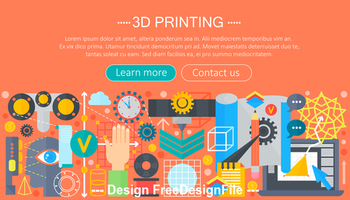 3d printing modern flat design concept vector