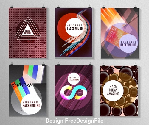 Abstract colorful poster collection vector