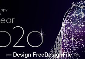 Abstract flower decoration 2020 new year banner vector