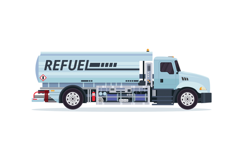 Airport filling fuel truck cartoon vector