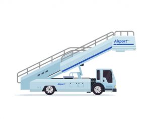 Airport mobile aircraft landing stairs cartoon vector