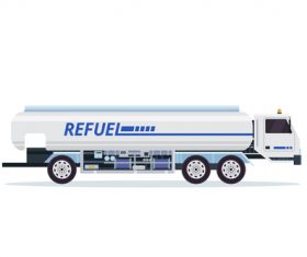 Airport oil truck cartoon vector