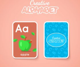 Alphabet double-sided card for children A vector