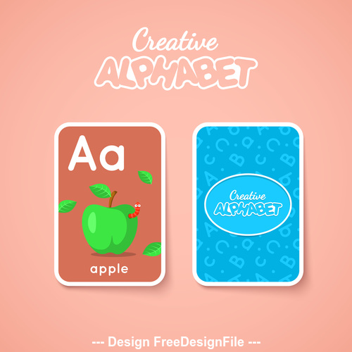 Alphabet double-sided card for children A vector