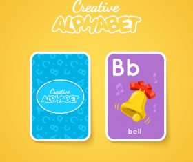 Alphabet double-sided card for children B vector