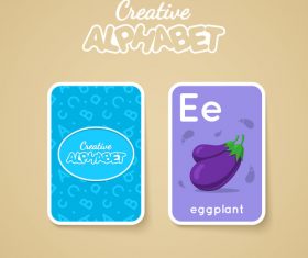 Alphabet double-sided card for children E vector
