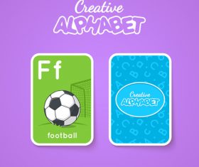 Alphabet double-sided card for children F vector