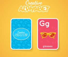 Alphabet double-sided card for children G vector