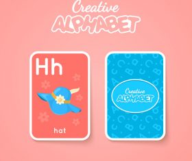 Alphabet double-sided card for children H vector