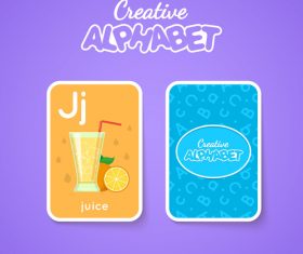 Alphabet double-sided card for children J vector