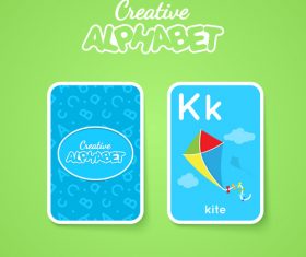 Alphabet double-sided card for children K vector