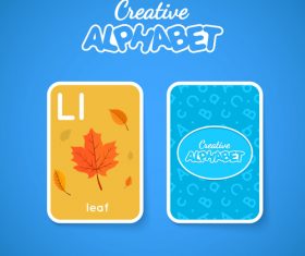 Alphabet double-sided card for children L vector