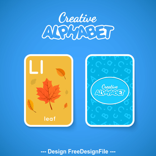Alphabet double-sided card for children L vector