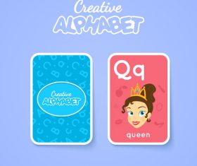 Alphabet double-sided card for children Q vector