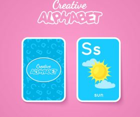 Alphabet double-sided card for children S vector